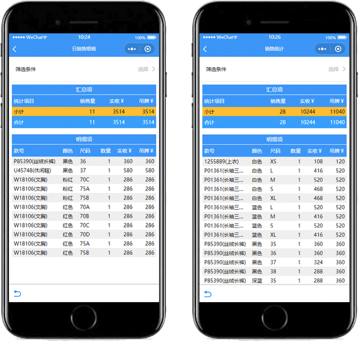 店家樂服裝進(jìn)銷存手機(jī)版-日銷售統(tǒng)計(jì)